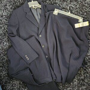 Kasper Navy Pinstripe 3pc Suit NEW